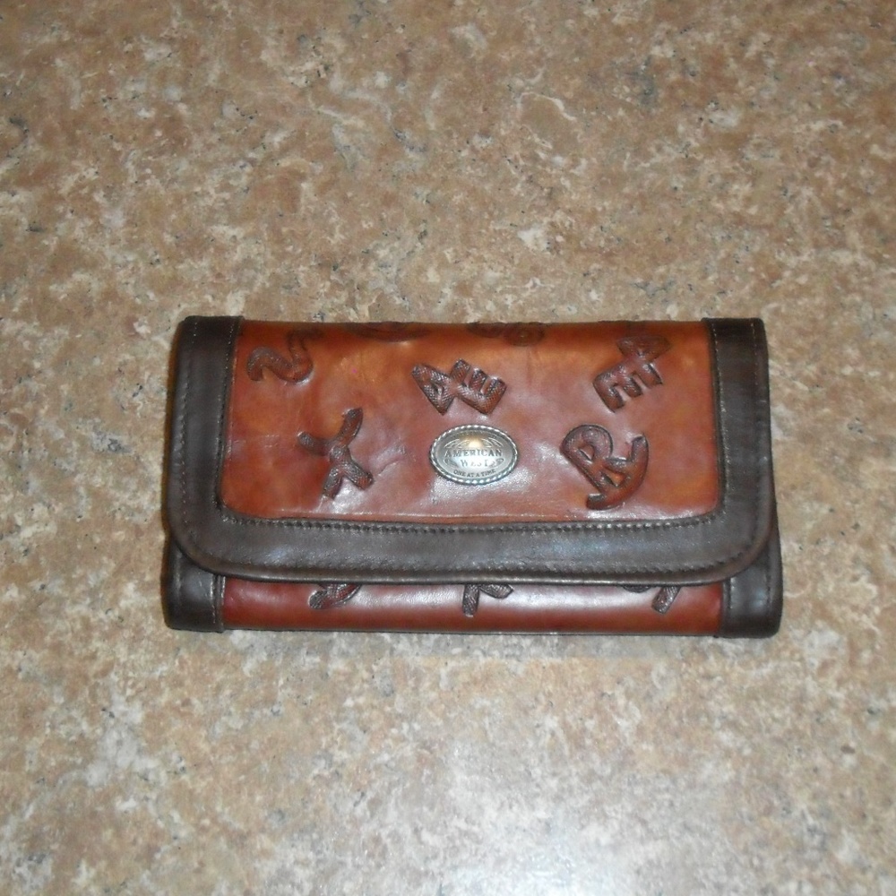 American West Wallet Leather Branded 2 Tone Must C